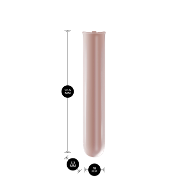 Ploom AURA Rose Gold Front Panel shown with product dimensions: 9.65cm height x 3.30 cm width and 1.80 cm depth