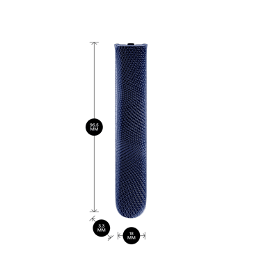Ploom AURA front panels with Navy Blue Augmented Pattern placed on a table.