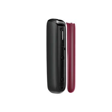 Side view of Ploom Aura front panel accessory in Dark Orchid color.