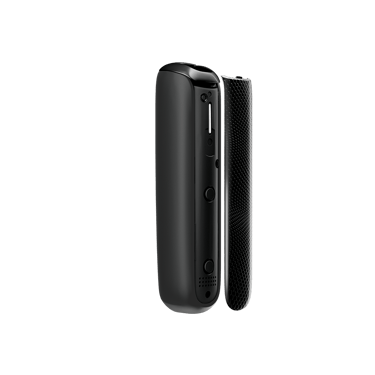 Bočni prikaz Jet Black Augmented Pattern Ploom AURA prednje maske, odvojene od uređaja. 
