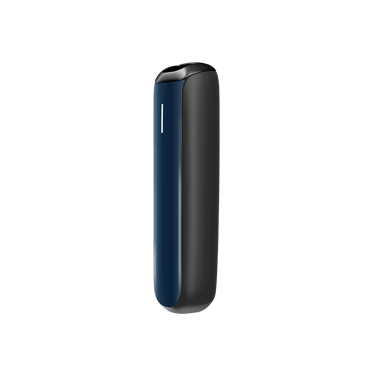 Side view of Ploom Aura front panel accessory in Navy Blue color.