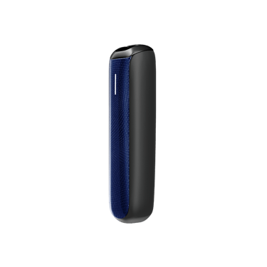 Ploom AURA Navy Blue Augmented Pattern Front Panel shown with product dimensions: 9.65cm height x 3.30 cm width and 1.80 cm depth