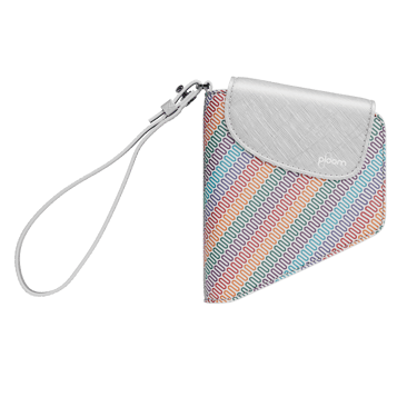 Pogled spreda na zatvorenu Multicolored Pattered Canvas duo torbicu