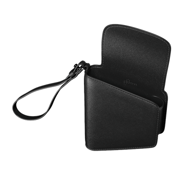 Bočni prikaz otvorene i prazne Jet Black duo torbice