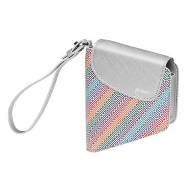 Pogled spreda na zatvorenu Multicolored Pattered Canvas duo torbicu
