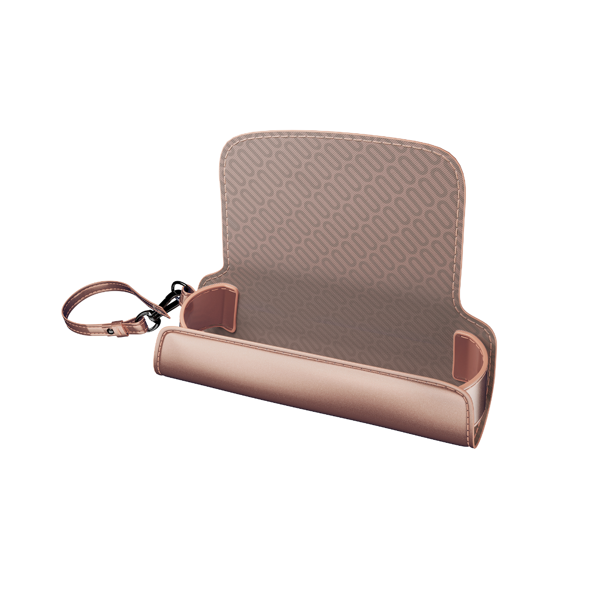 Lateral view of a Rose Gold Solo Carry Case with Ploom AURA device and sticks (not included)